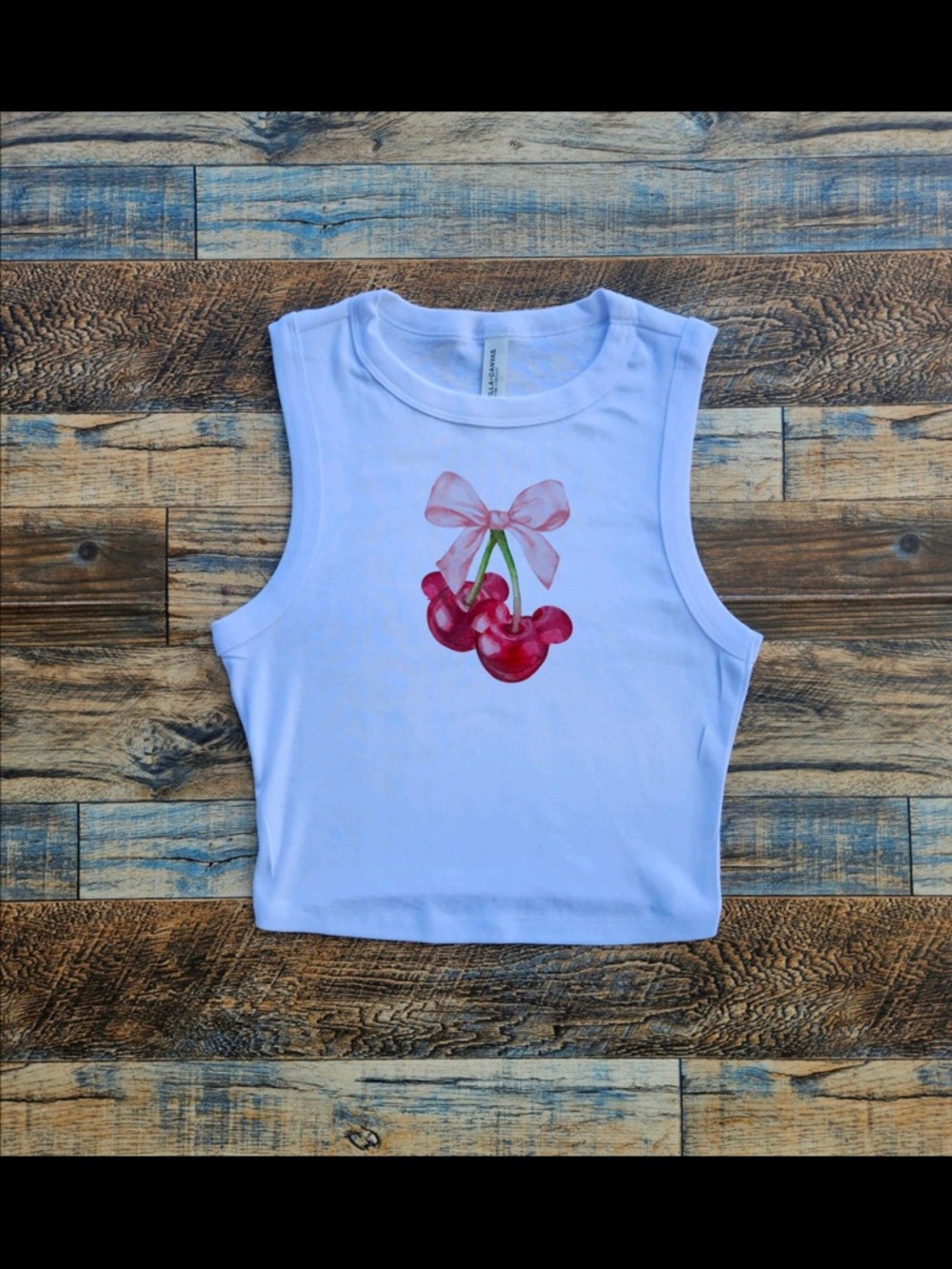 Disney Mickey Cherries pink bow, Minnie Baby tee, Minnie Crop Tank
